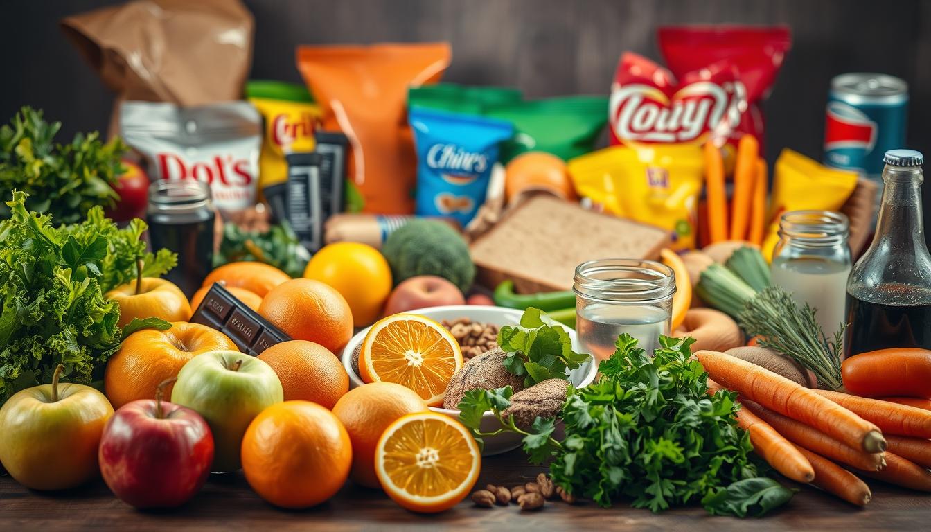 alimentos saudaveis e nao saudaveis