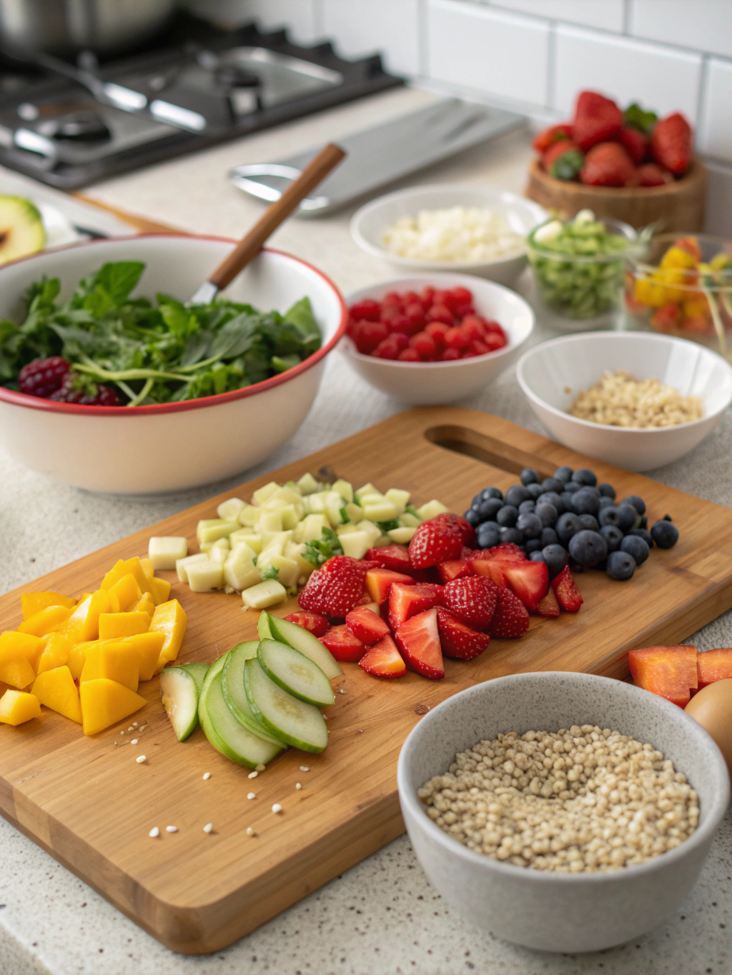 alimentação saudável preparing steps