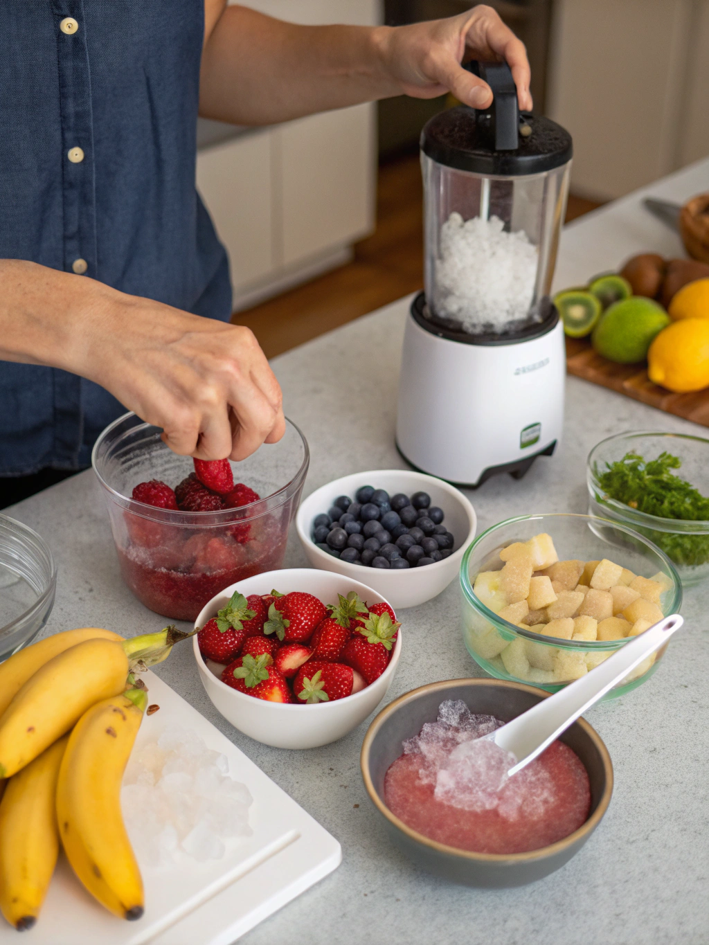 sorvete fit caseiro preparing steps