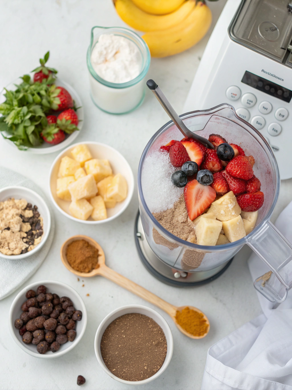 smoothie proteico preparing steps